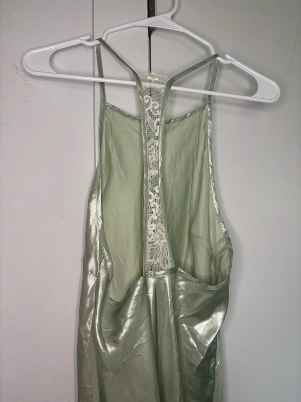FREE PEOPLE INTIMATELY MINT GREEN METALLIC LACE BACK MIDI DRESS SZ MEDIUM - Picture 5 of 7